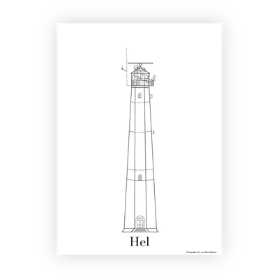 Grafika z wizerunkiem latarni morskiej w Helu